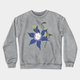 Blue Purple Clematis Flower Crewneck Sweatshirt
